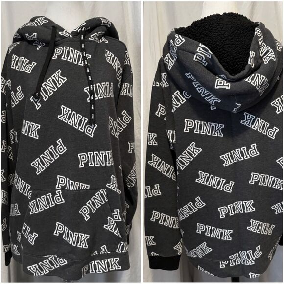 VS Pink, Retro, Sherpa Lined, Pullover Logo Hoodie - Picture 13 of 15